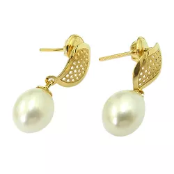 Brincos em Ouro 18K de Pérolas Naturais 2.1g 20mm - J12800630 - RDJ Joias