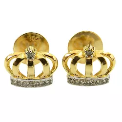 Brinco Coroa de Princesa em Ouro 18K com 16 Brilhantes - J12800673 - RDJ Joias