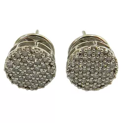 Brinco Pavê Redondo de Ouro Branco cravejado com 62 Diamantes - J15100005 - RDJ Joias