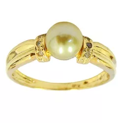 Anéis de Ouro com Pérola e Brilhantes - J15100205 - RDJ Joias