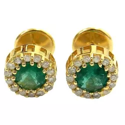 Brinco em Ouro 18K com Diamantes e Esmeraldas 8.0mm - J15100342 - RDJ Joias