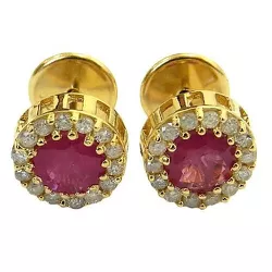 Brinco Chuveiro em Ouro 18K com Diamantes e Rubis 2,2g - J15100342 - RDJ Joias