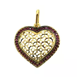 Pingente de Ouro 18K Coração com Pedras Vermelhas - J15301136 - RDJ Joias