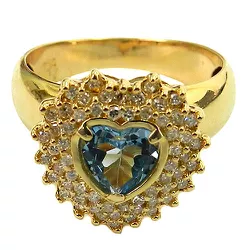 Maxi Anel de Coração em Ouro 18K com Brilhantes e Citrino Azul - J16900039 - RDJ Joias