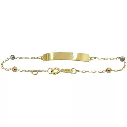 Pulseira Infantil de Bolinha e Plaquinha em Ouro 18K - J18000109 - RDJ Joias