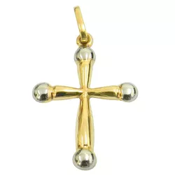 Pingente Cruz em Ouro Branco e Ouro Amarelo 18K - J18000182 - RDJ Joias