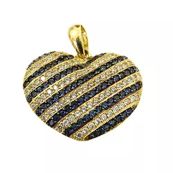 Pingente Coração Ouro 18K cravejado com Zircônias Brancas e Azuis - J18400058 - RDJ Joias