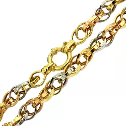 Cordão Feminino de Ouro Branco, Amarelo e Rosê 45cm - JC0015414-5 - RDJ Joias