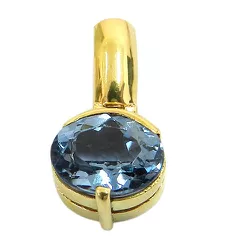 Pingente Feminino de Ouro 18K com Topázio Azul - JPGR001022-7 - RDJ Joias