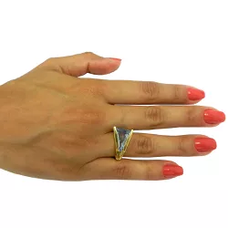 Anel em Ouro 18k 0,750 com Topázio Azul - JAR000128-5 - RDJ Joias