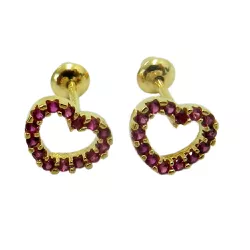 Brinco Infantil de Ouro Coração com Zircônias - J00200514 - RDJ Joias