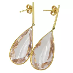 Brinco em Ouro Gota com Quartzo Rosa - J02100502 - RDJ Joias