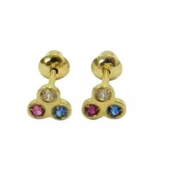 Brinco em Ouro Infantil Triplo - J00200238 - RDJ Joias
