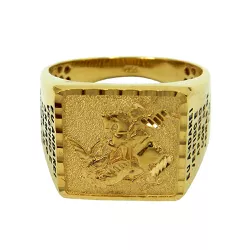 Anel em Ouro 18k São Jorge com Oração 22.0x17.0mm - J03001743 - RDJ Joias