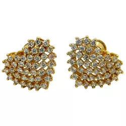 Brinco de Ouro Pavê Coração com Zircônias - J12702056 - RDJ Joias