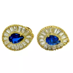 Brinco em Ouro 18k Gota de Zircônia 14.0x11.0mm - JBR000122-9 - RDJ Joias