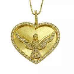 Pingente em Ouro 18k Pomba Grande com Brilhantes - JPGR001329-1 - RDJ Joias