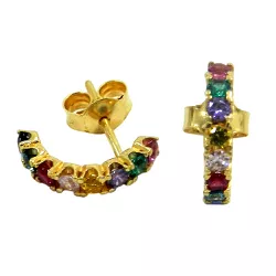 Brinco em Ouro com Zircônias Coloridas - J12702634 - RDJ Joias