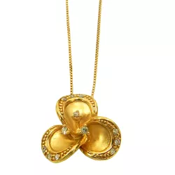 Gargantilha em Ouro 18k Flor com Brilhantes - JGR000423-3 - RDJ Joias