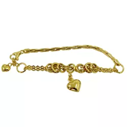 Pulseira Italiana Coração com Rubis Sintéticos - J048005915-5 - RDJ Joias