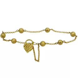 Pulseira de Bolinha em Ouro 18k com Coração - J15301594 - RDJ Joias