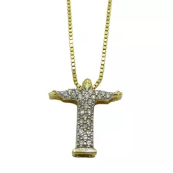 Pingente em Ouro 18k Cristo Redentor 27 Brilhantes 15mm - J01501417 - RDJ Joias