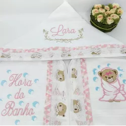 Toalha de Banho com capuz (forrada com fralda) - T... - Reart Baby