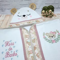 Toalha de Banho com capuz Bichinho - Ursinha - BIC... - Reart Baby
