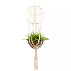 Suporte Para Vaso De Plantas Macramê Bege Cru Cact... - REDESDEDORMIR.COM ©
