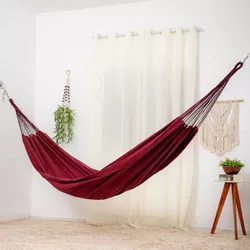 Rede de Dormir Jeans Life Basic Vermelho com Preto... - REDESDEDORMIR.COM ©