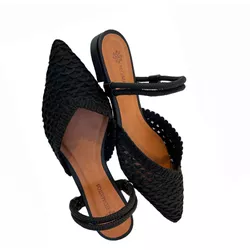 Sandalia Rasteira Slingback Preto Ref. 09921.09971 - REGIMATTOS