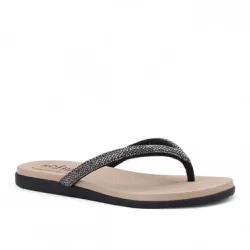 Sandalia Rasteira Strass Preta Ref. 0998.09911 - REGIMATTOS