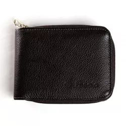 Carteira Masculina Ziper Fasolo Couro Chocolate Te... - REGIMATTOS