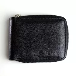 Carteira Masculina Ziper Fasolo Couro Preto Textur... - REGIMATTOS
