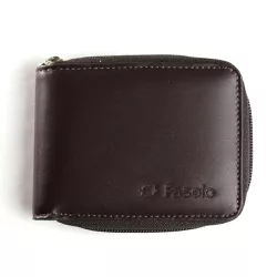 Carteira Masculina Ziper Fasolo Couro Chocolate Li... - REGIMATTOS