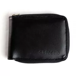 Carteira Masculina Ziper Fasolo Couro Preto Liso H... - REGIMATTOS