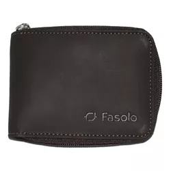 Carteira Masculina Ziper Fasolo Couro Chocolate Li... - REGIMATTOS