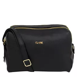 Bolsa Feminina Classe Couro Croosbody Jade Preta R... - REGIMATTOS