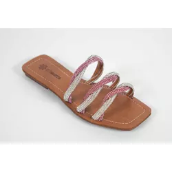Rasteira Feminina Tres tiras Rosa Cristal Ref. 094... - REGIMATTOS