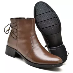 Bota Feminina Cano Baixo Couro Pixxie Café - RETAOPOSTA