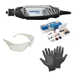 Combo Micro Retífica DREMEL 3000 10 + 75 Acessórios (127V) + Óculos de Proteção Incolor + Luva Tricotada