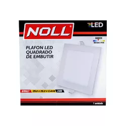 Plafon LED Branco Quadrado de Embutir 24W 6.500K - Noll