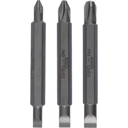 Jogo de pontas duplas Bosch Extra Hard 60mm, 3 peças, PH1, PH2, PH3, S0,6x4,5, S0,8x5,5, S1,2x6,5