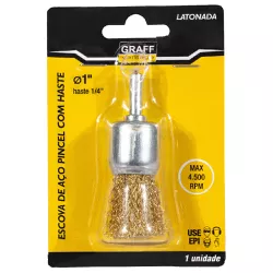 Escova de Aço Latonado tipo Pincel c/ Haste 1x1/4'' (571,0013