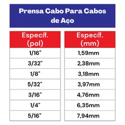 Kit Prensa Para Cabos de Aço 3/32'' - 11,0002 (Com 50 Unidades) - Nord