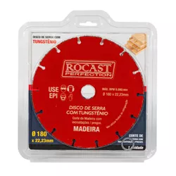 Disco de Serra Com Tungstênio Para Madeira 180 x 22,2 (245,0002) - Rocast