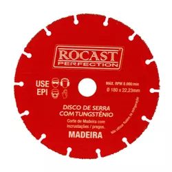 Disco de Serra Com Tungstênio Para Madeira 180 x 22,2 (245,0002) - Rocast