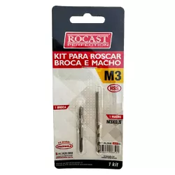 Kit Para Roscar Broca e Macho HSS M3 x 0,5mm (94,0006) - Rocast