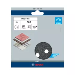 Disco de Lixa Com Velcro 125mm - GR. 80 Com 5 Peças (2608605115) - Bosch