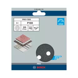 Disco de Lixa Com Velcro 125mm - GR. 100 Com 5 Peças (2608605116) - Bosch